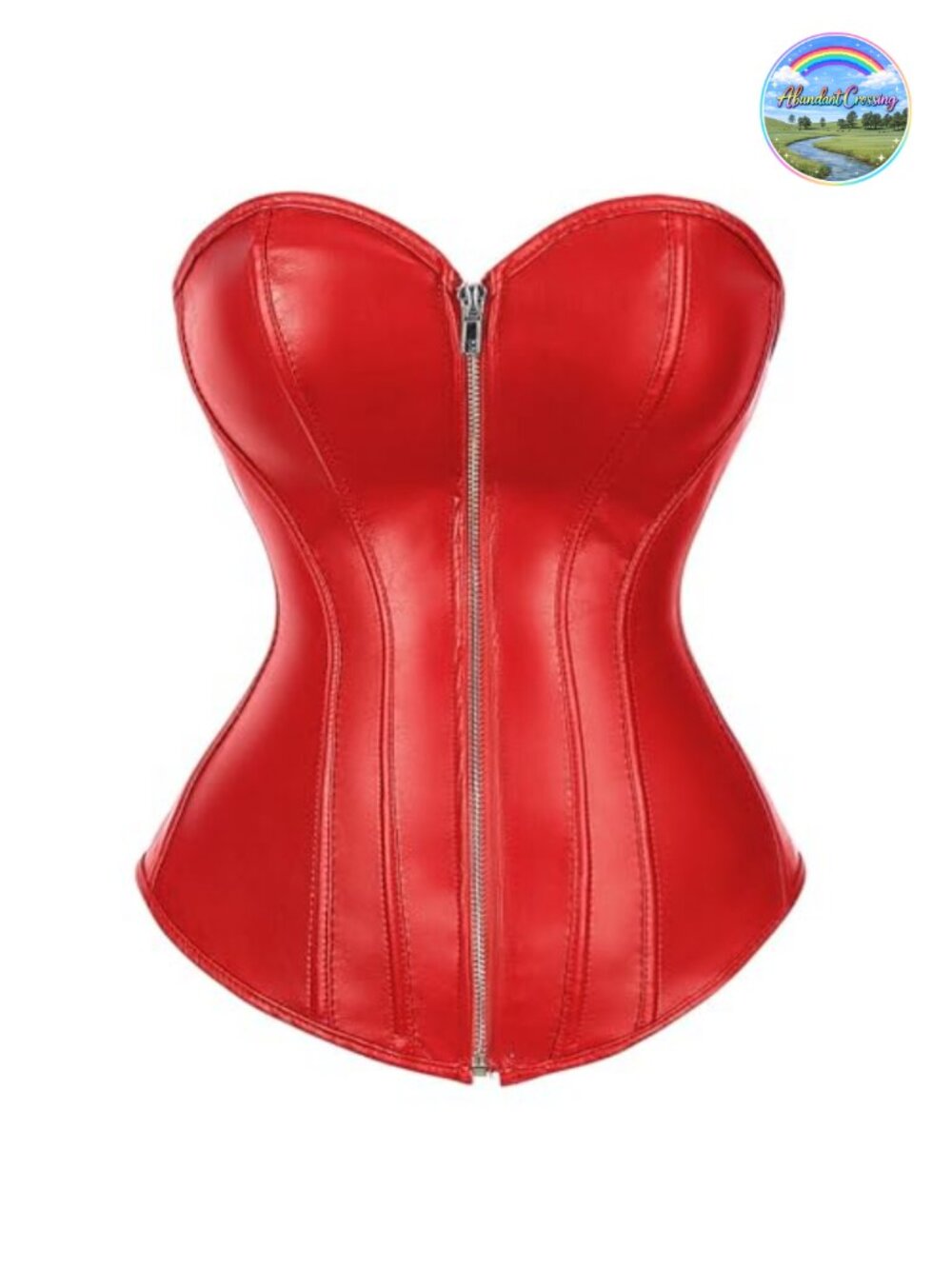Faux Leather Bustier Corset Top Steampunk Gothic Zipper Overbust